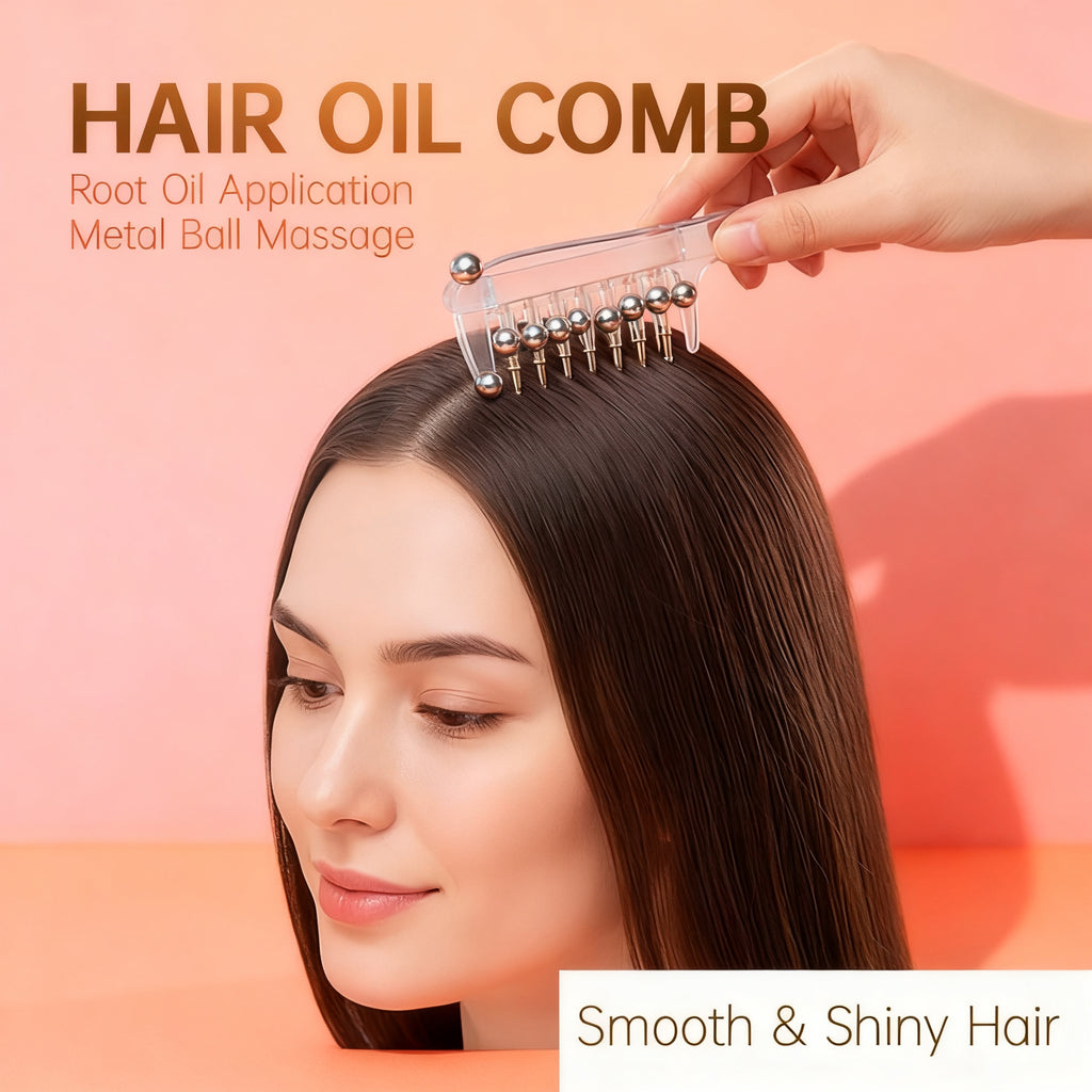 Scalp oil applicator detail, blush backdrop