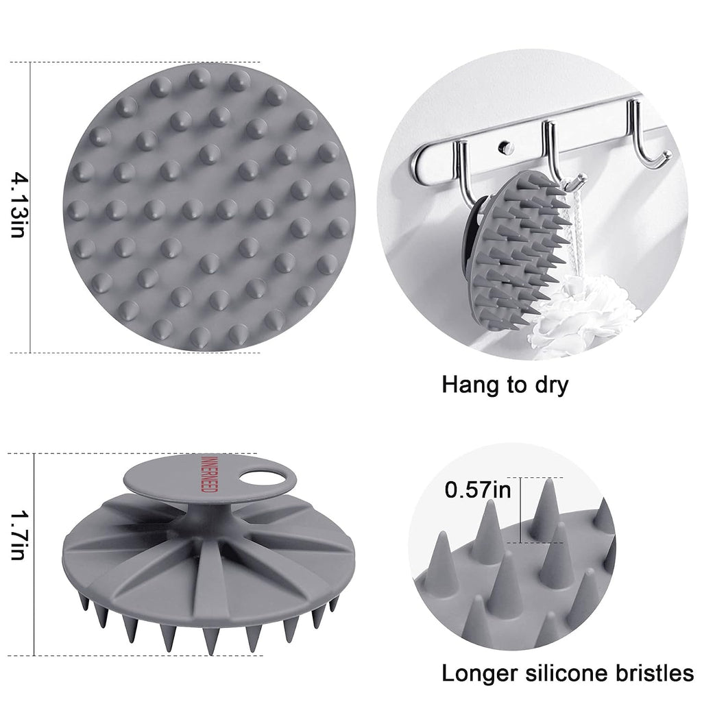 One-Piece Silicone Scalp Massager Shampoo Brush Hair Wash Scrubber, Gray